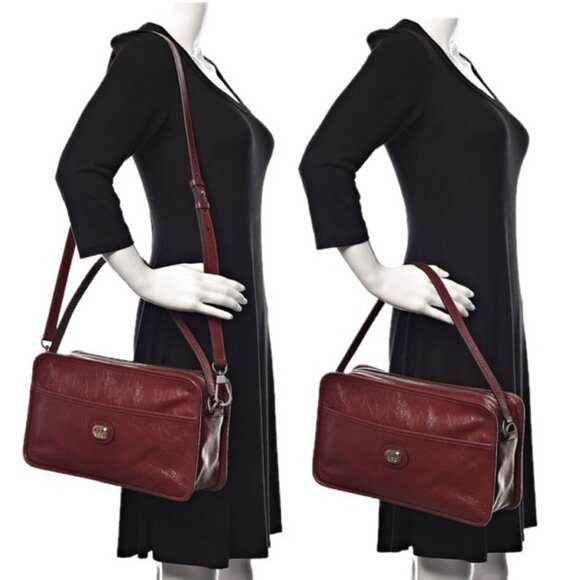 GUCCI MORPHEUS CALFSKIN SHOULDER CROSSBODY BAG BOHOCHIC BURGUNDY VERSATILE - Picture 1 of 16